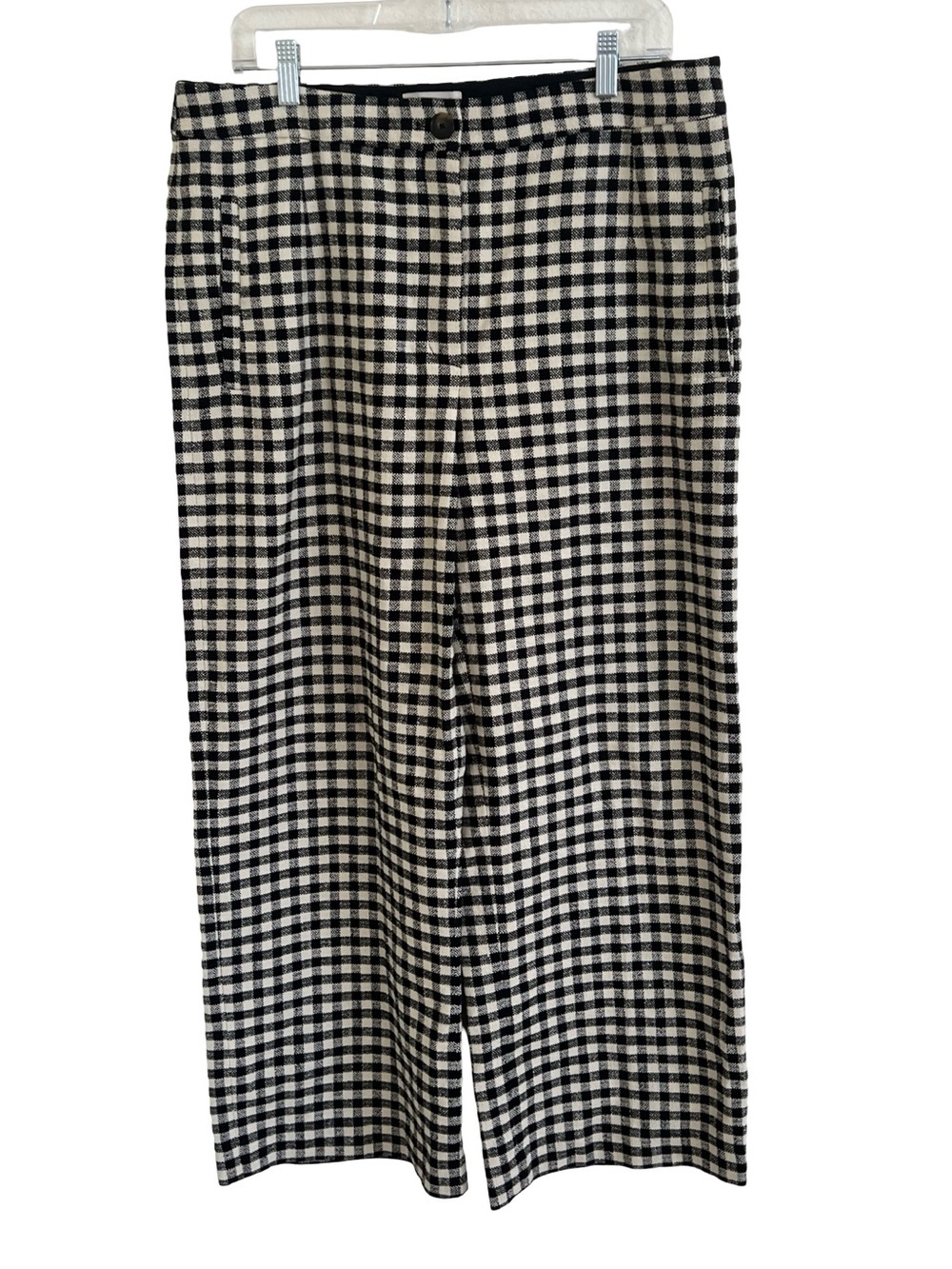 Sezane Martin Crop Trousers in Black and Ecru Gingham FR 44 / US 12